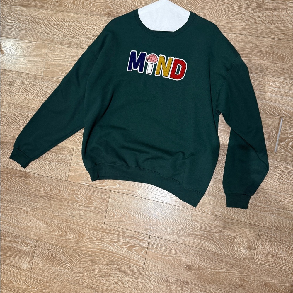 Jerzees Forest Green Crewneck Sweater with Graphic